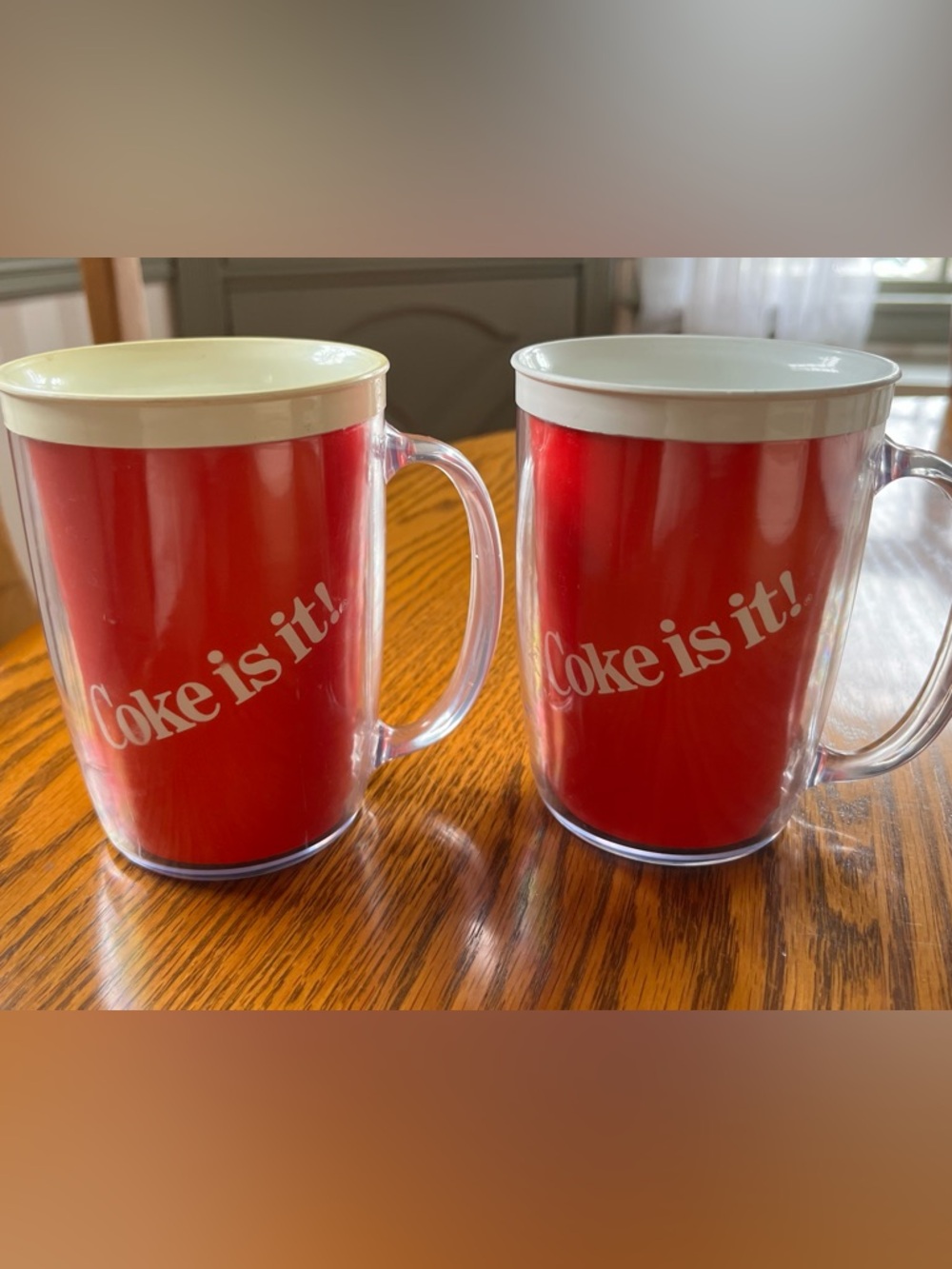 Coca Cola Red Double Travel Mugs with White 'Coke is it!' Logo